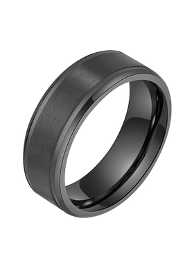 舒妃娅男生钛钢拉丝面戒指