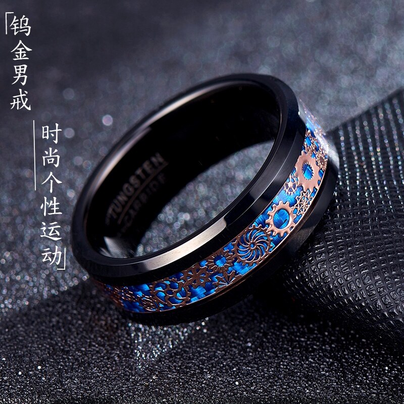 舒妃娅男士钨金轻奢齿轮戒指
