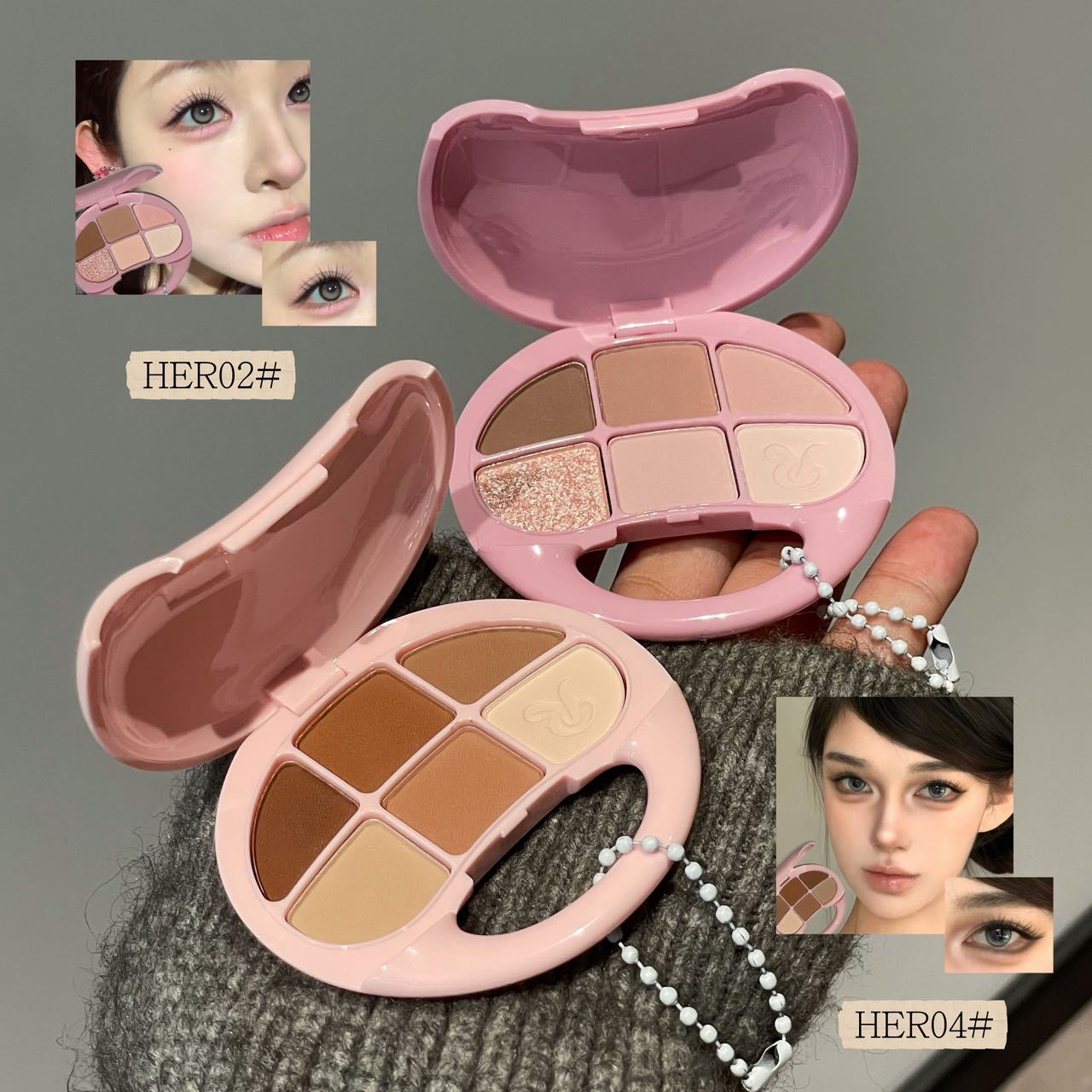 粉棕手册六色眼影盘粉质细腻