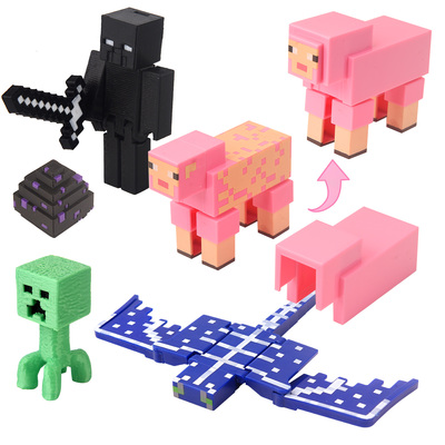 适用于乐高我的世界粉色羊幻翼龙大电影苦力怕猪灵3d打印模型玩具