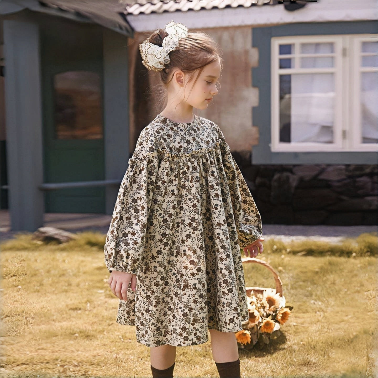 女童连衣裙秋季2025新款韩版宽松洋气中大儿童裙子碎花女孩公主裙