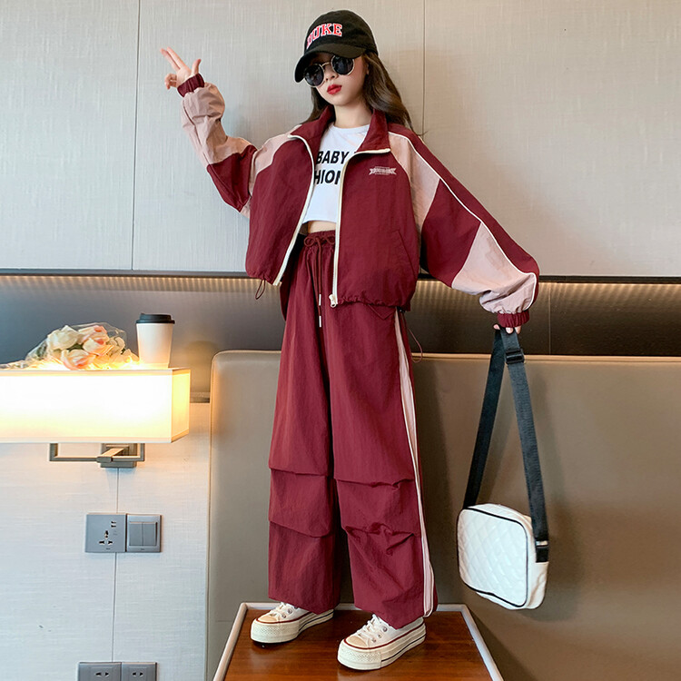 女童春秋洋气工装运动两件套