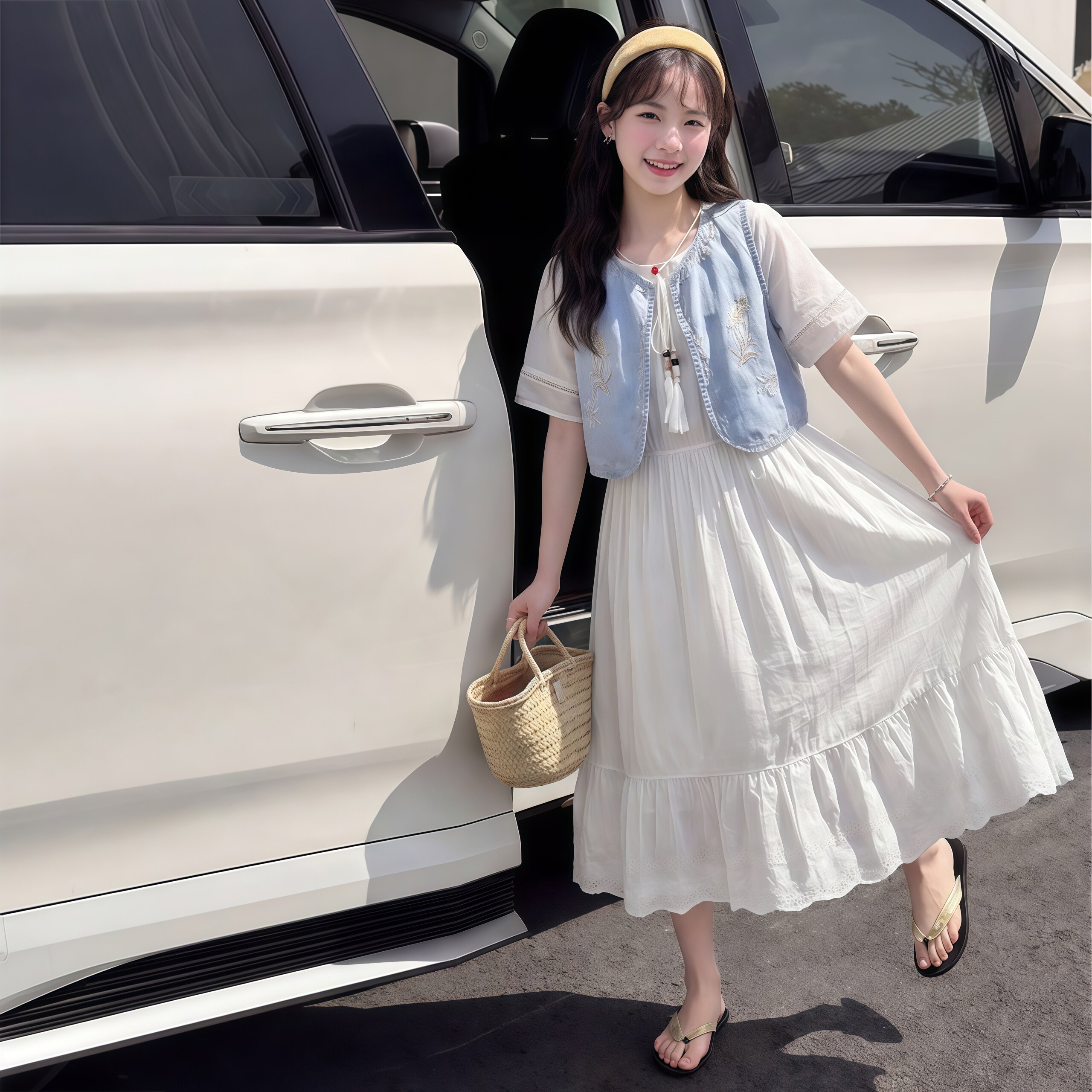 2026新款女童新中式刺绣马甲连衣裙套装学生夏季森系温柔风两件套