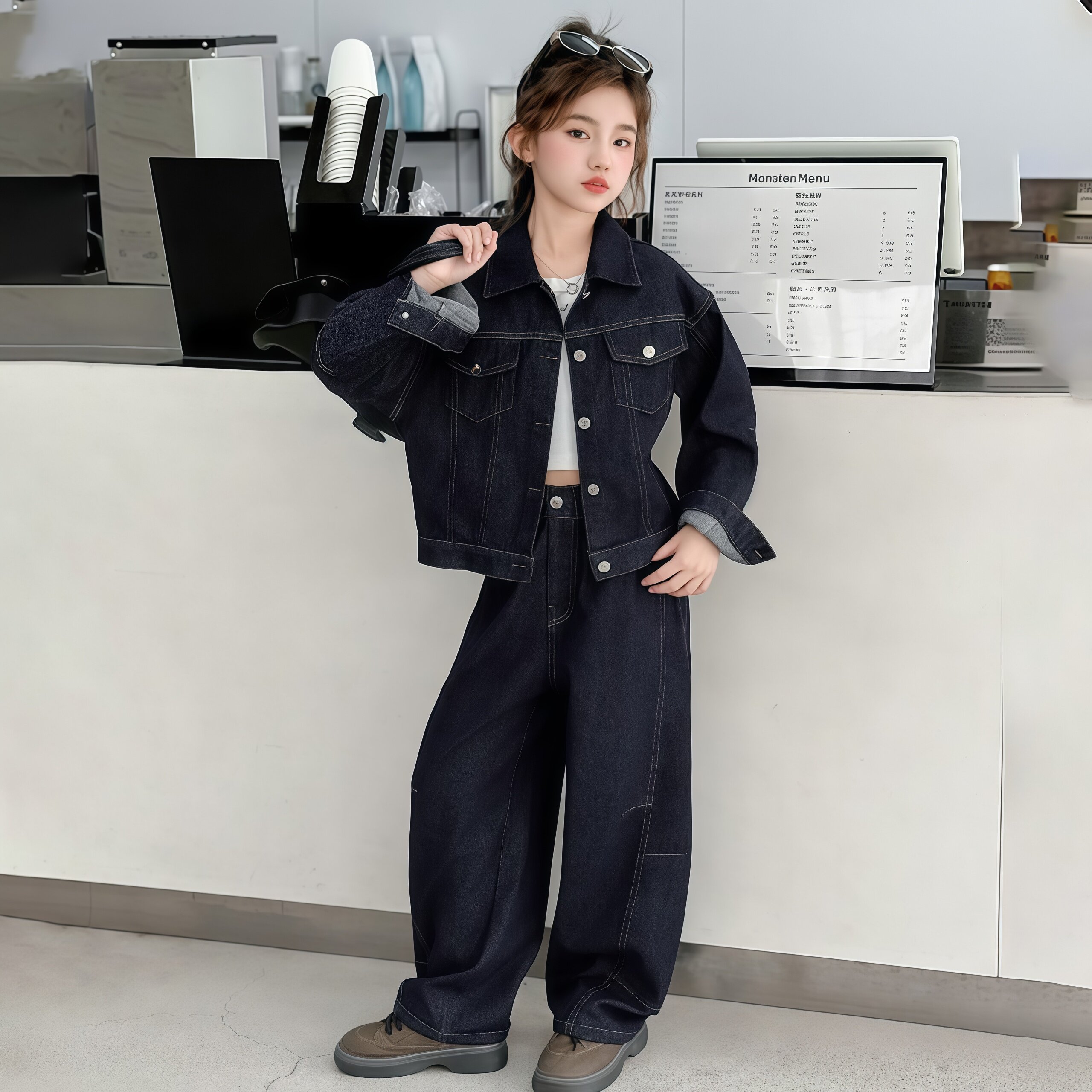 女童牛仔两件套2026秋季韩版潮