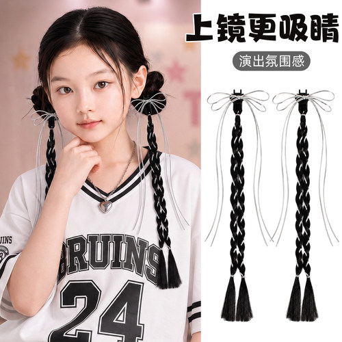 女童街舞拳击辫蝴蝶结发卡头饰