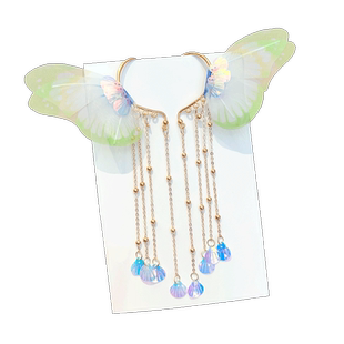 儿童发夹小女孩发饰精灵耳挂超仙额链头饰羽毛发卡夹子额饰眉心坠