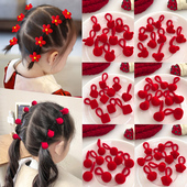 宝宝发饰扎头发儿童拇指发圈不伤发弹性好女童扎辫子新年红色头绳