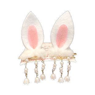 女童古风发夹儿童兔耳朵发饰女童可爱发卡汉服流苏女头饰宝宝夹子