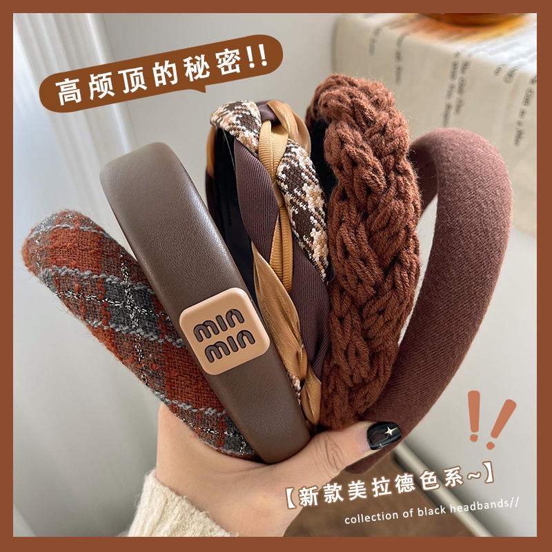 法式美拉德发箍女奶咖色2024新款