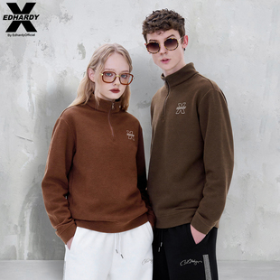 打底衫 简约潮流百搭宽松德绒半高领长袖 上衣 X2025春新款 EDHARDY