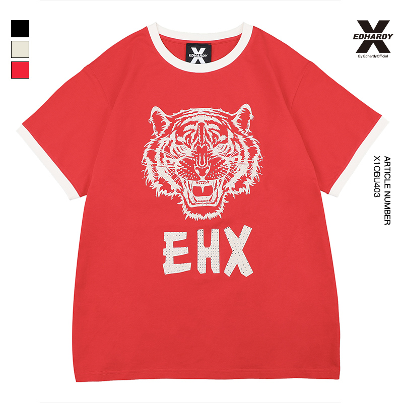 夏季短袖烫钻EdHardyX