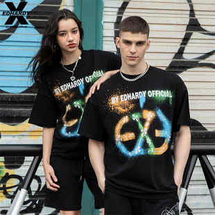 夏季 休闲元 素印花LOGO潮流男女同款 情侣款 X新款 夏款 T恤 Hardy