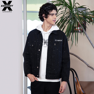 满天星亮片刺绣设计男女黑色牛仔夹克外套 X25年秋冬新款 Hardy