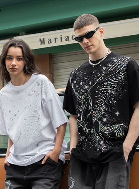 Ed Hardy X2025夏季新款印花彩色烫仿钻休闲圆领T恤衫男女同款潮