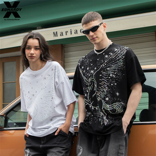 Hardy 男女同款 X2025夏季 印花彩色烫仿钻休闲圆领T恤衫 潮 新款