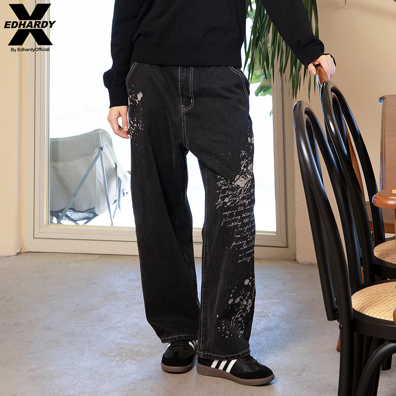 EdHardyX新款美式复古牛仔裤