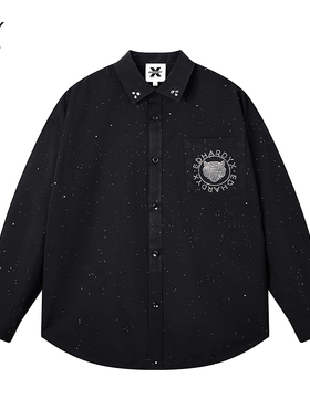 Ed Hardy X新款虎头烫仿钻满天星潮流男女长袖衬衫X1C1FA220023