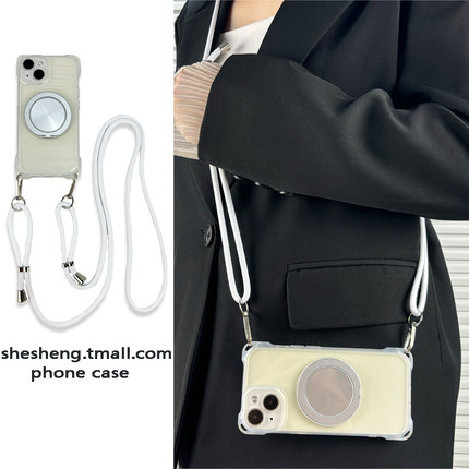 银色旋转支架适用oppo RENO14/13/12/11/10/9/8/7/6手机壳pro可调斜挎挂绳findx9透明四角挂孔x8背带s软全包+