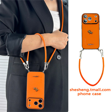 复古荔枝爱马仕橙皮纹小马适用oppo RENO14/13/12手机壳pro斜挎挂绳11女findx9/x8小众x7高级感A5/A6新款K12