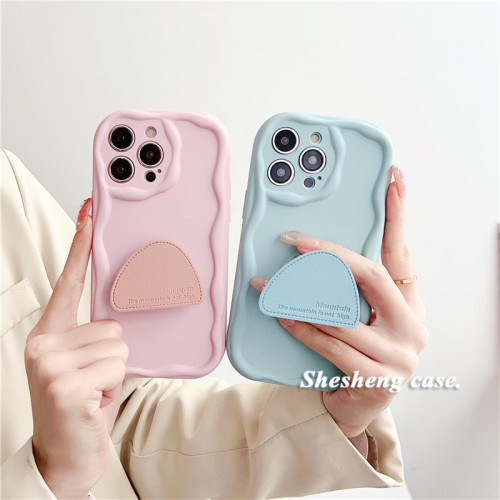适用苹果iPhone皮纹几何支架外壳