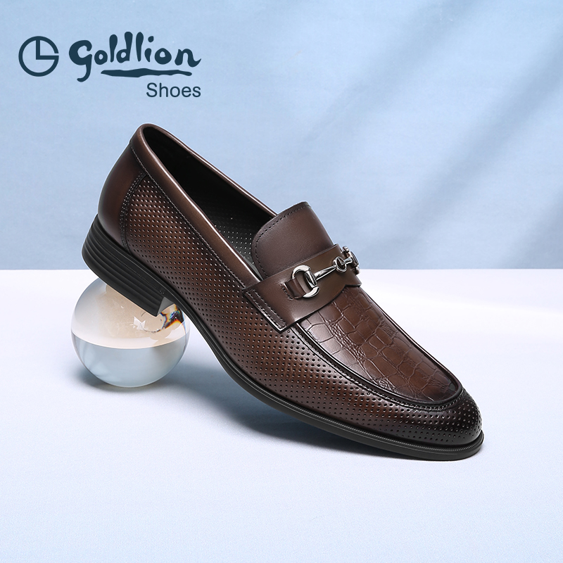 金利来冲孔透气都市男擦色乐福鞋