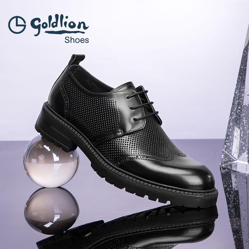 金利来夏季冲孔商务正装布洛克鞋
