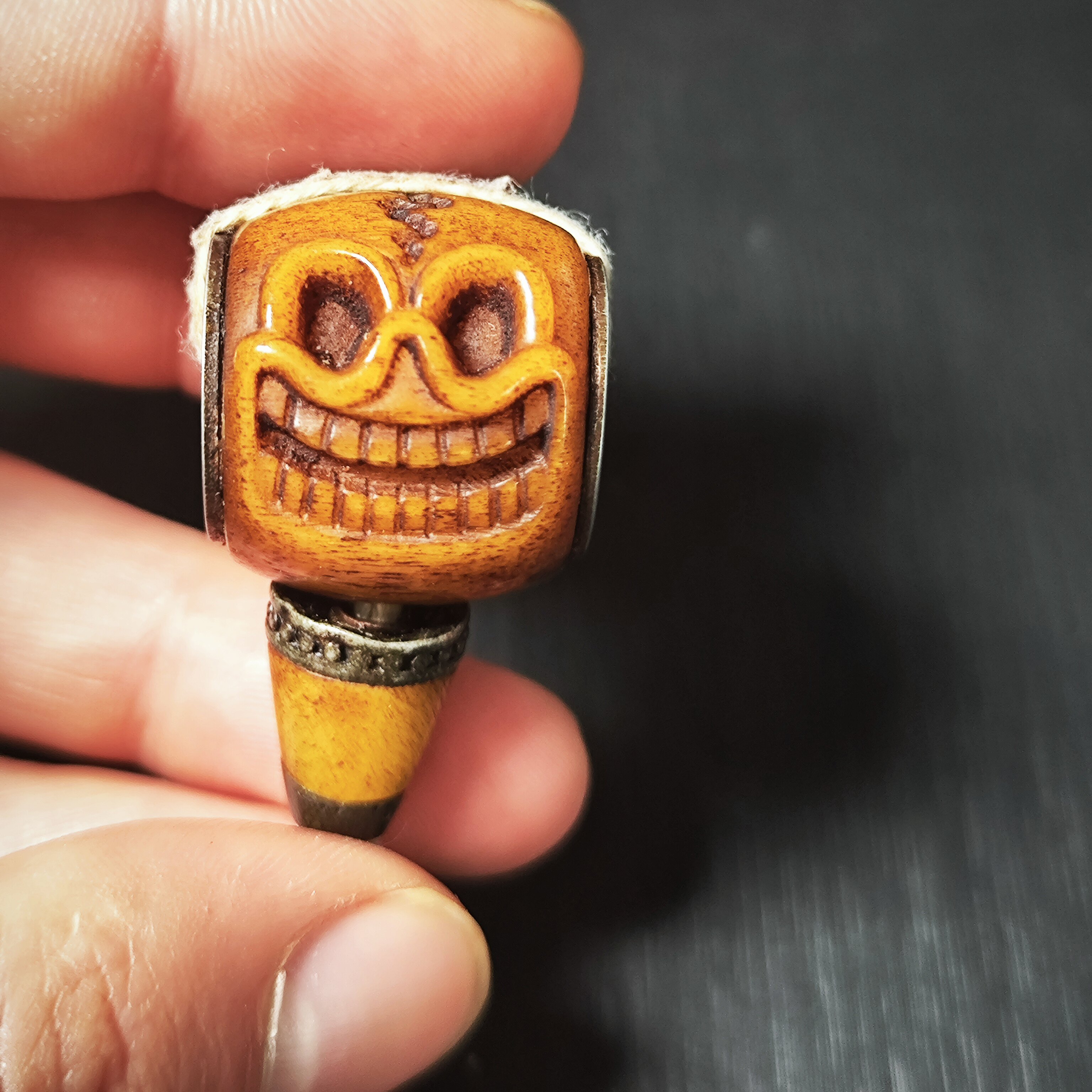 藏式牦牛手工雕刻尸陀林主文玩阿呆三通佛珠diy配饰配件手串佛头