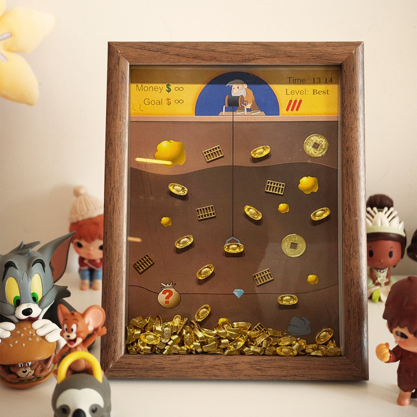 创意趣味放黄金矿工相框DIY手工金元宝中空收纳相框摆台儿童礼物