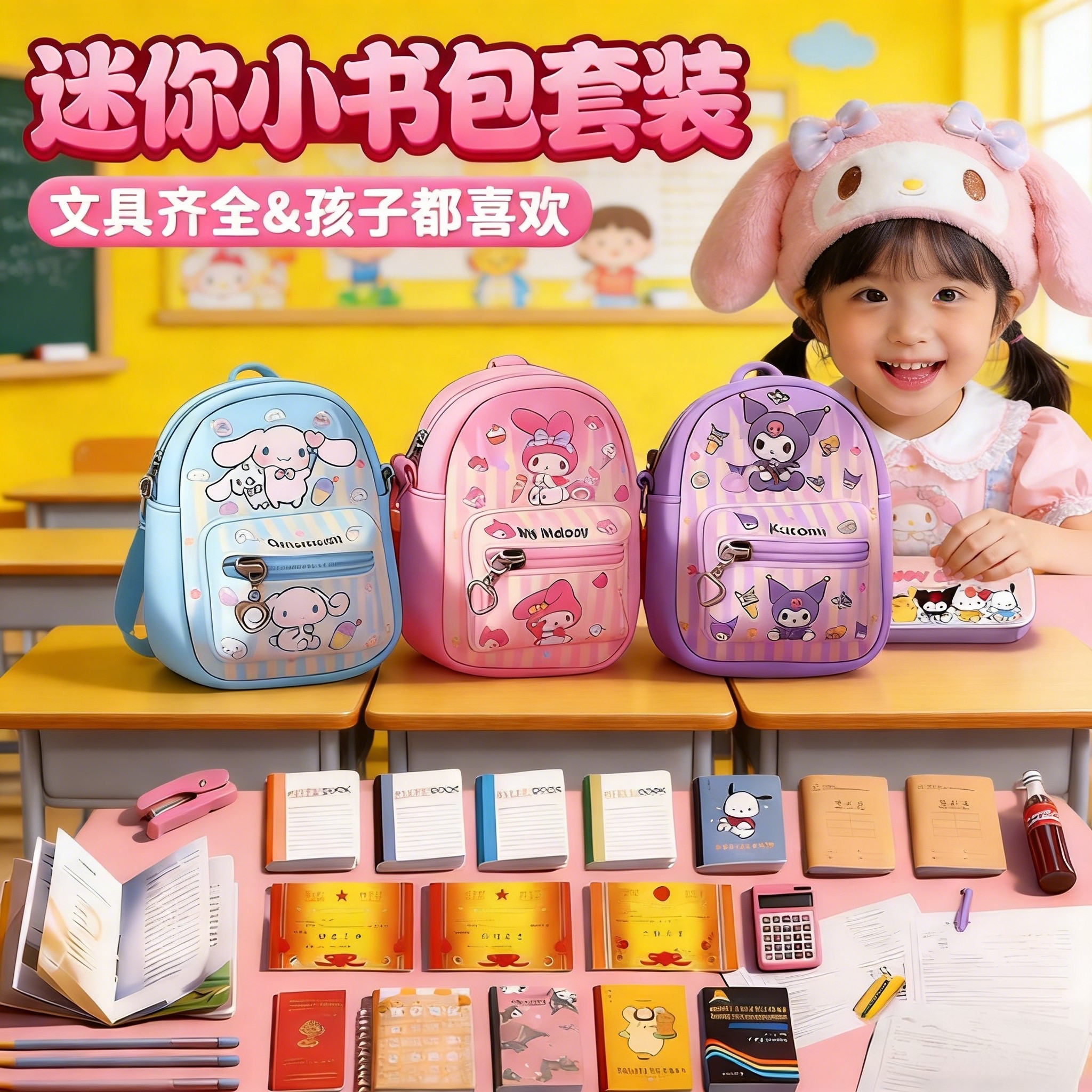 迷你小书包女生仿真小课本全套语文书一年级家居玩具儿童生日礼物