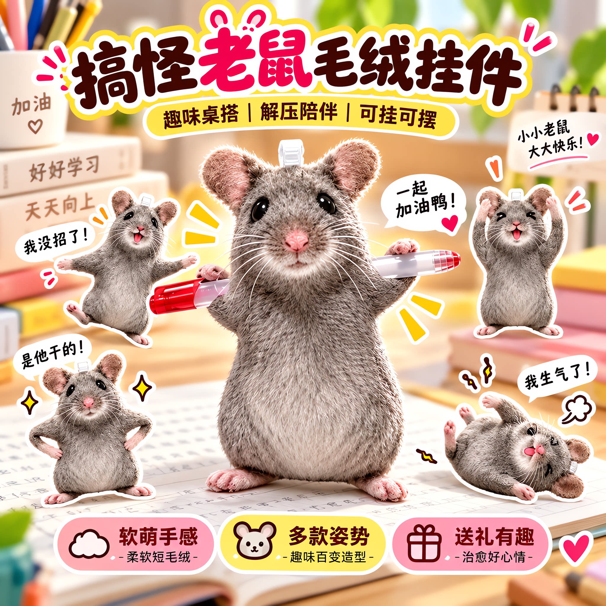 搞怪老鼠干挂件抽象毛绒公仔仿真图片