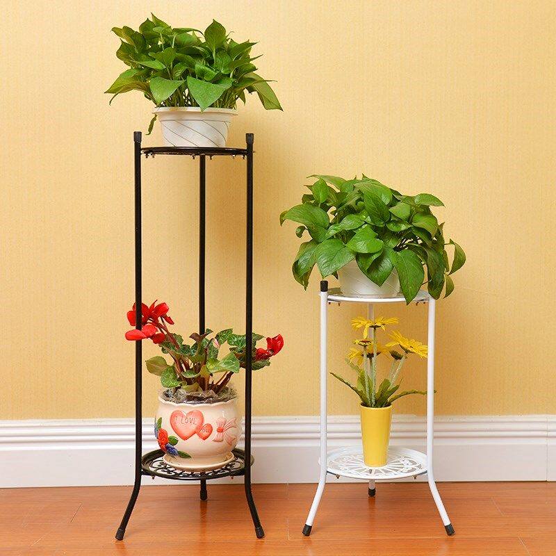 花架子铁艺落地三角形转角墙角放花盆的客厅绿萝两层单个三脚架摆