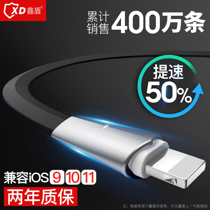 鑫盾iPhone6数据线6s苹果5加长5s手机X充电Plus器ipad4短7P快充8p冲电iPhoneX手机se单头六sp七2米平板电脑八