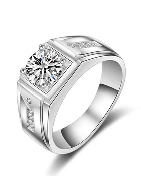 国风潮铜镀银手工饰品韩版克拉霸气戒指镀铂金复古仿真钻戒指环结