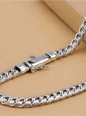 国风潮铜镀银手工饰品插销祥云纹图腾古巴项链男潮饰嘻哈霸气朋克