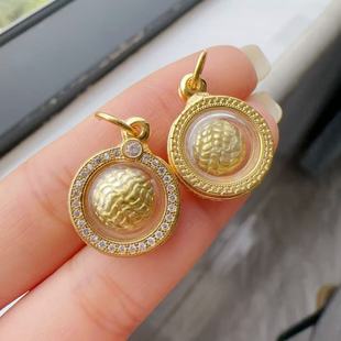 国风潮铜镀银手工饰品泰国式牌龙婆遮项链钻壳镀金仿莫桑石轻奢感