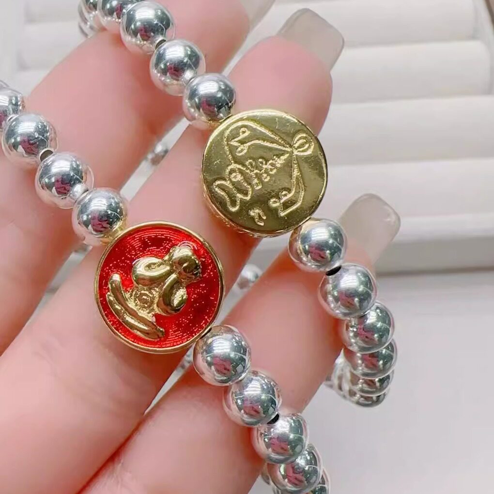 国风潮铜镀银手工饰品泰国式牌龙婆瑞掩面必打佛手链女简约转运珠