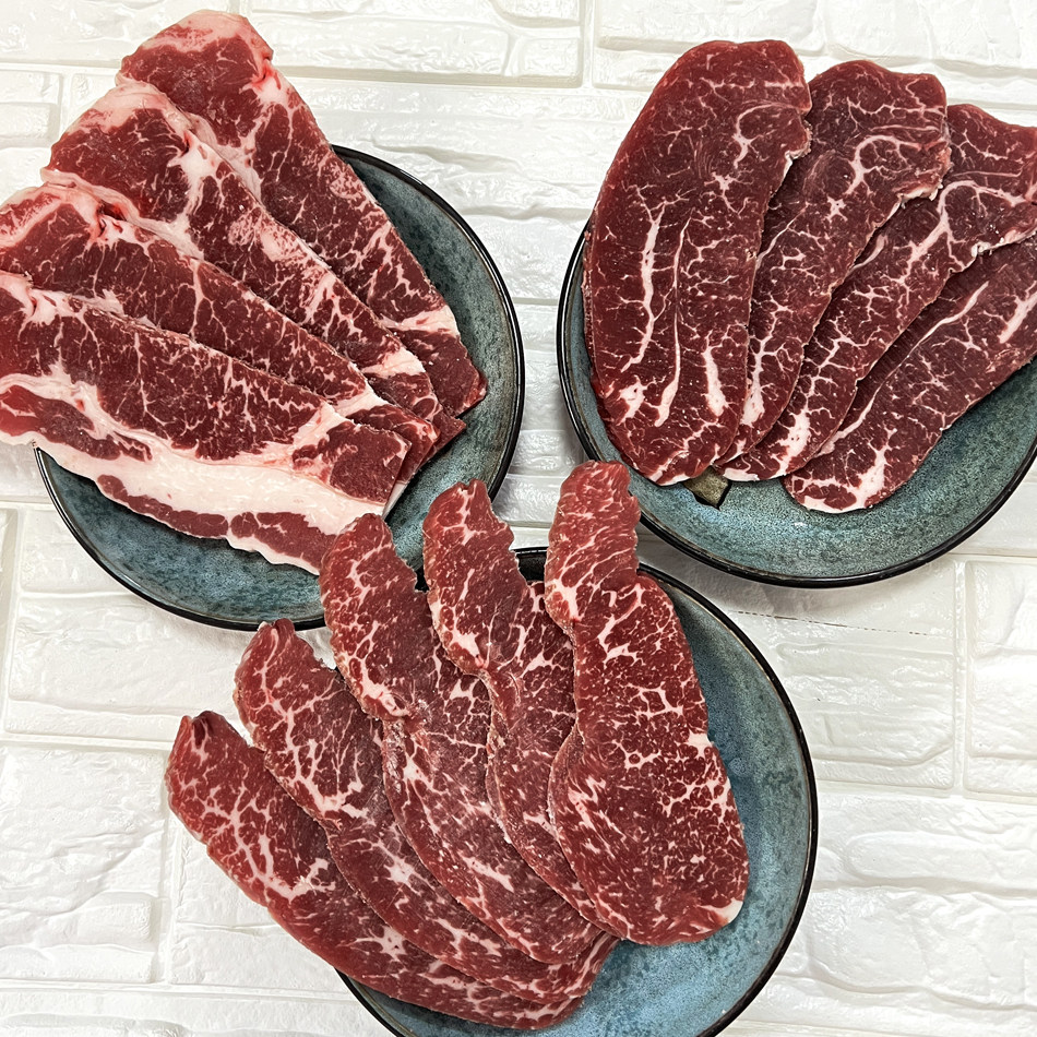 澳友牛排澳洲进口安格斯谷饲雪花m3 等级烤肉套餐2100克三个部位