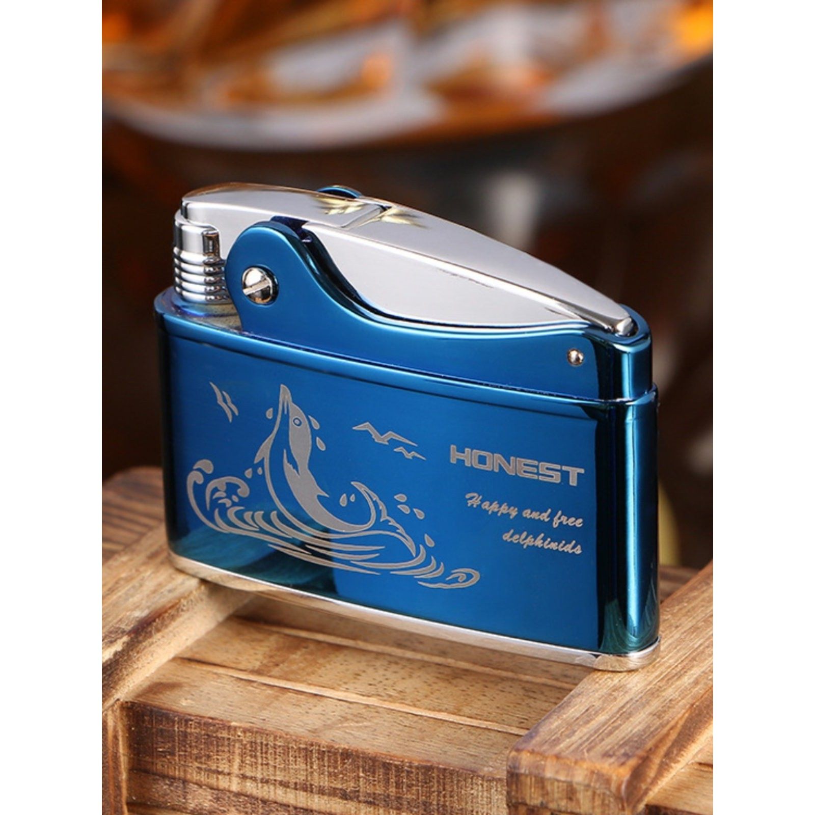 百诚复古老式打火机 煤油一键按压点火砂轮超薄防风创意个性刻字