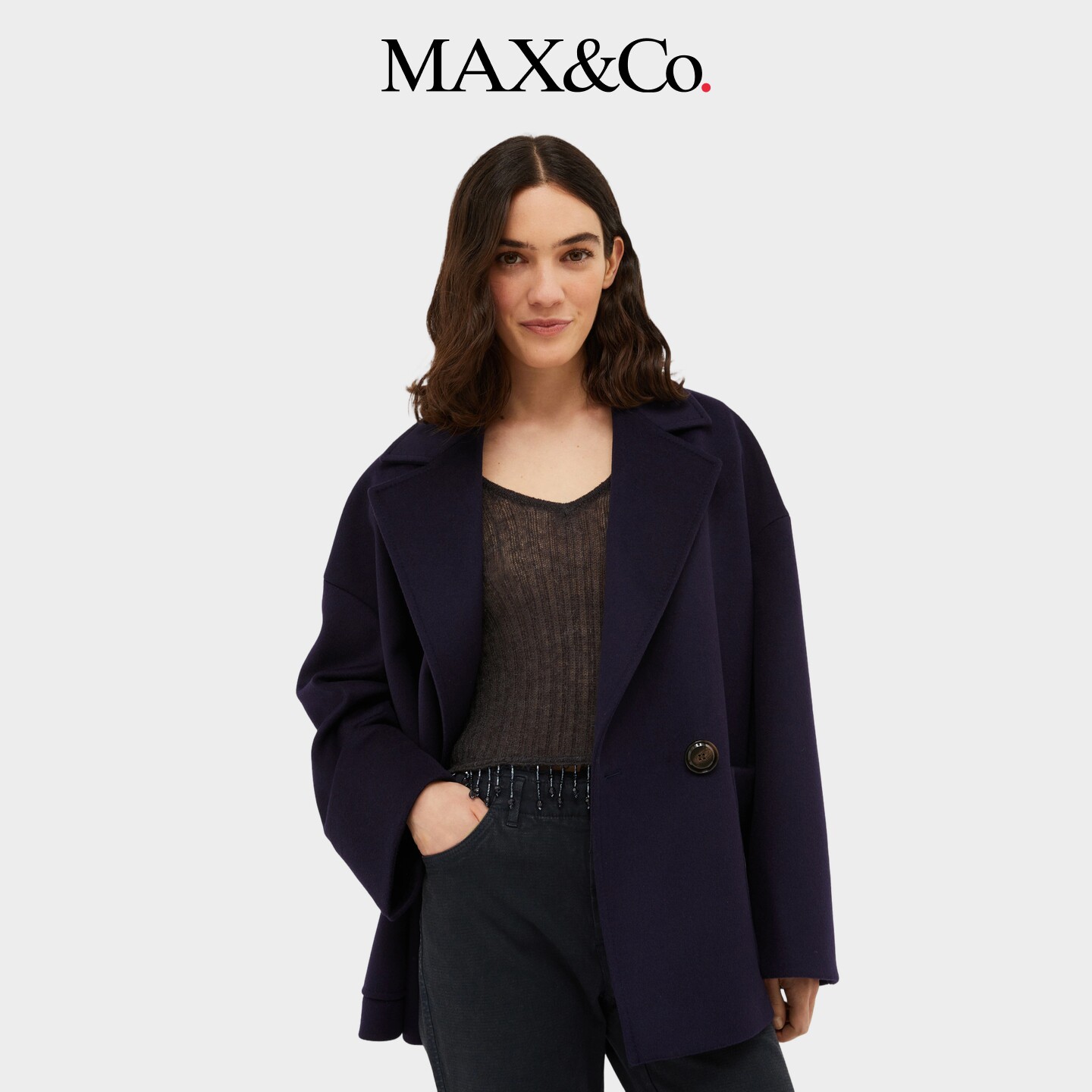 MAX&Co.女装宽松短款羊毛毛呢大衣外套6081064102maxco