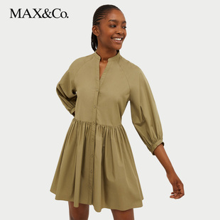 MAX&Co.春夏气质全棉府绸衬衫 连衣裙622109440 式 长袖