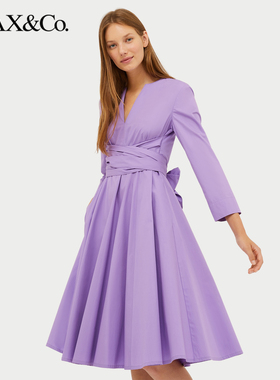 MAXCo.春夏气质全棉府绸长袖长款连衣裙6221154