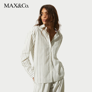 【甄选惠享】MAX&Co.2025春夏翻领条纹府绸衬衫6111055402