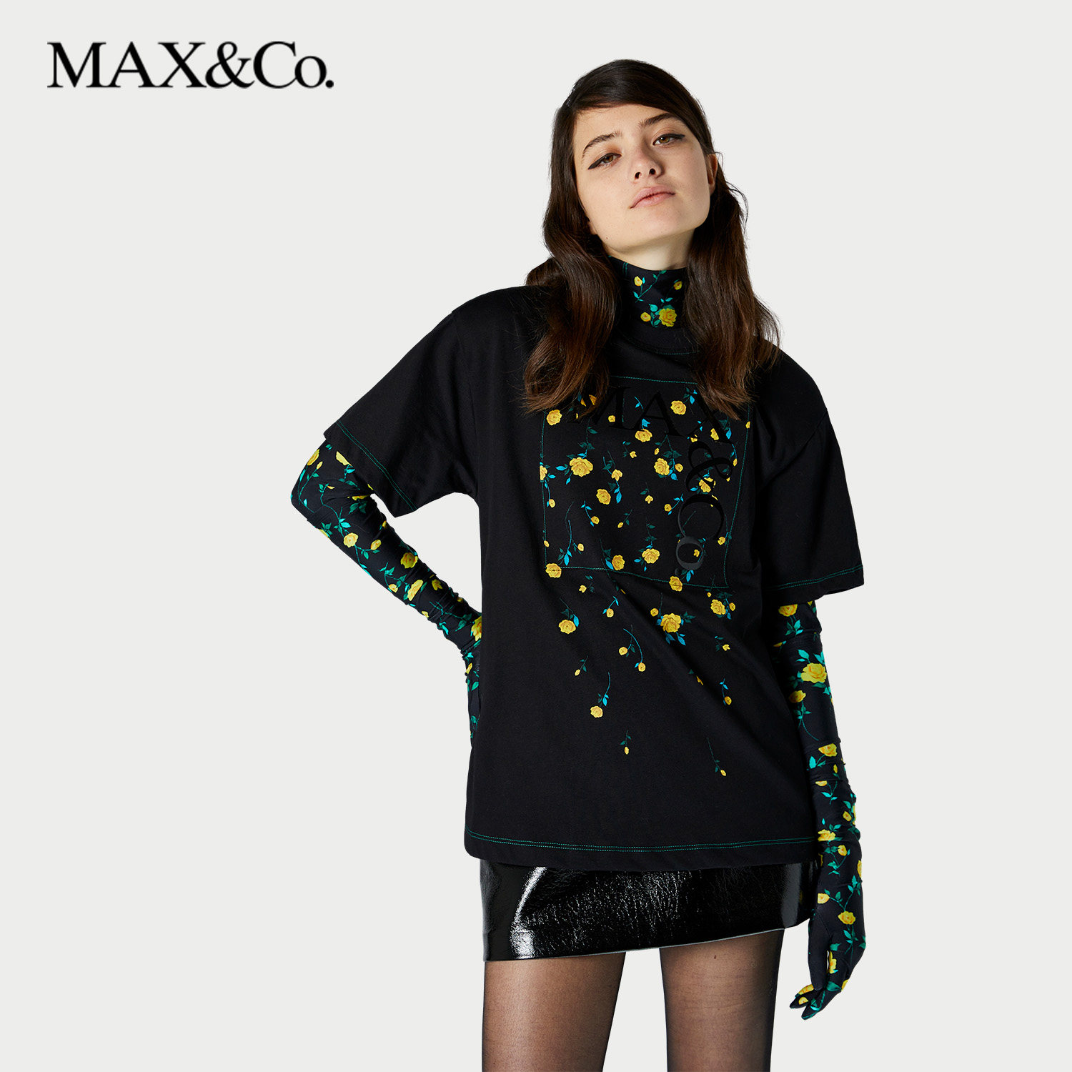 MAX&Co.夏季联名印花徽标直筒平纹针织纯棉短袖T恤女8976014202,女装/女士精品,T恤,淘宝优惠券,粉丝福利购,淘宝优惠卷