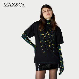 联名印花徽标直筒平纹针织纯棉短袖 MAX&Co.夏季 T恤女8976014202
