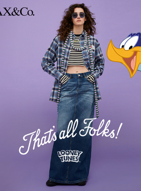 MAX&Co.春夏棉质牛仔蓝Looney Tunes牛仔半身裙maxco