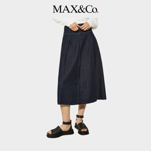 【甄选惠享】MAX&Co.2025春夏牛仔布中长款半身裙6101025302