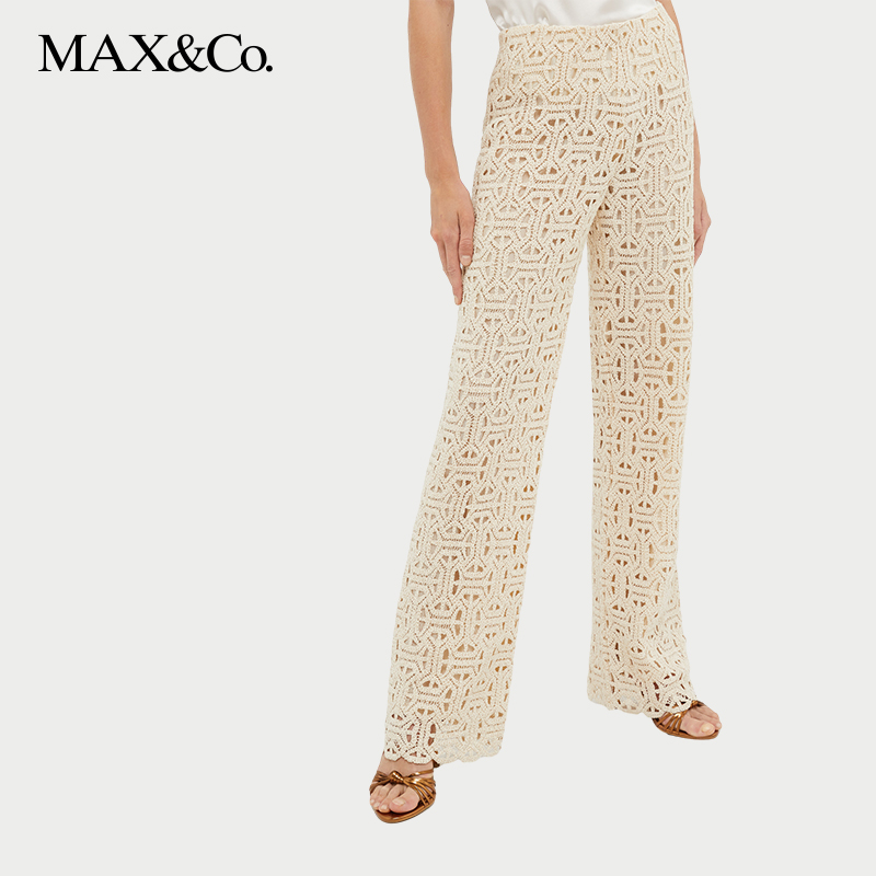 绳结编织平纹针织长裤