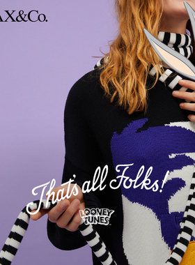 MAX&Co.春夏黑白Looney Tunes 条纹围巾 8741014102m