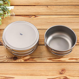 纯钛钛饭盒配折叠钛碗套碗 带盖大号便当盒户外纯钛餐具套装