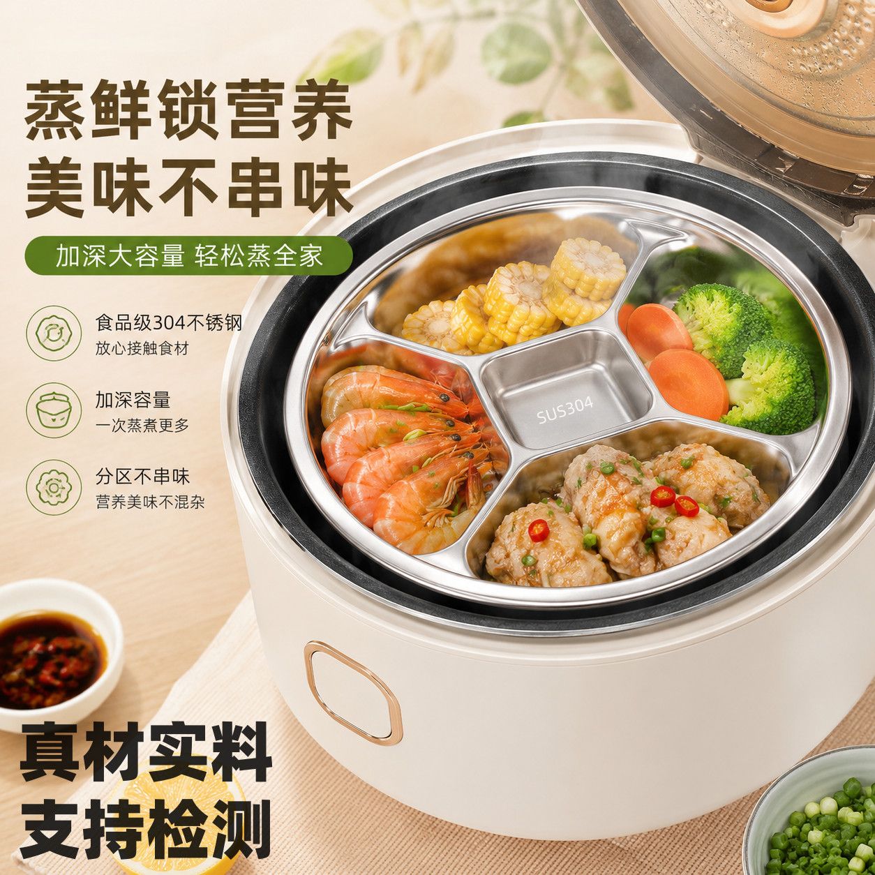 早餐304不锈钢多分格蒸盘